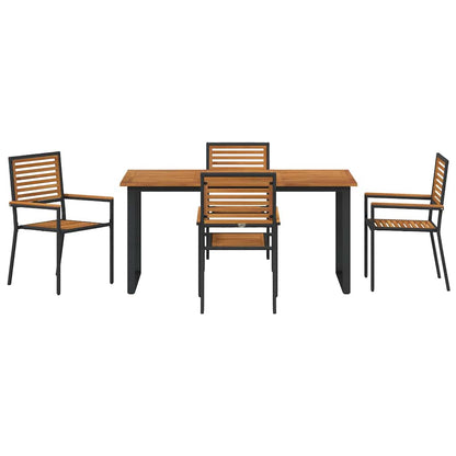 Garden Dining Set 5 pcs Black Solid Acacia Wood