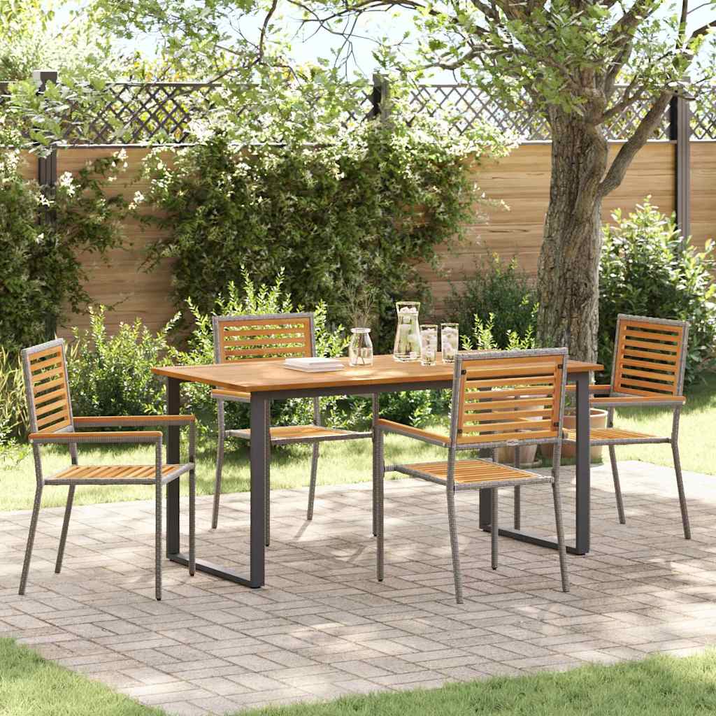 Garden Dining Set 5 pcs Grey Solid Acacia Wood