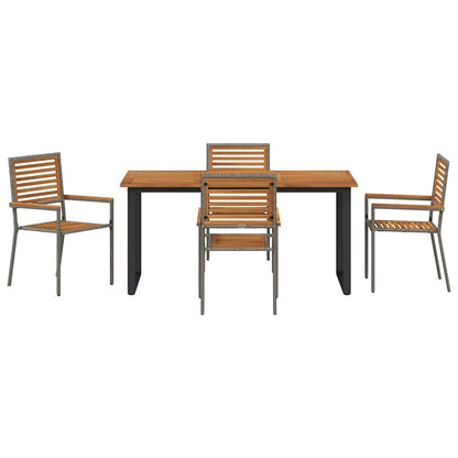 Garden Dining Set 5 pcs Grey Solid Acacia Wood