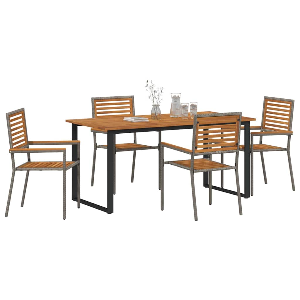 Garden Dining Set 5 pcs Grey Solid Acacia Wood