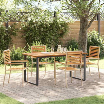 Garden Dining Set 5 pcs Beige Solid Acacia Wood