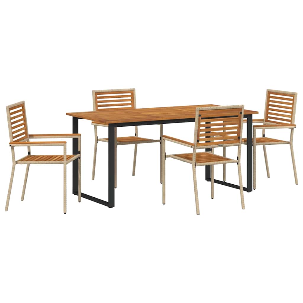 Garden Dining Set 5 pcs Beige Solid Acacia Wood