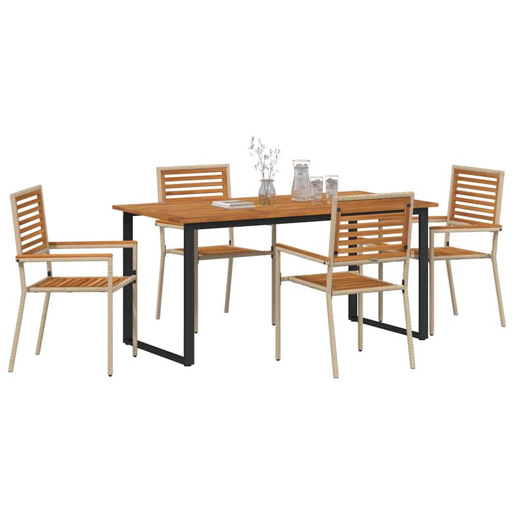 Garden Dining Set 5 pcs Beige Solid Acacia Wood