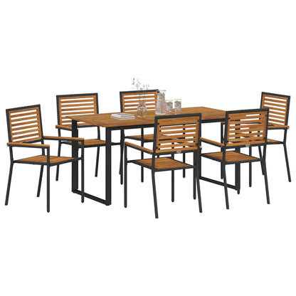 Garden Dining Set 7 pcs Black Solid Acacia Wood