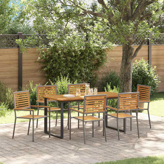 Garden Dining Set 7 pcs Grey Solid Acacia Wood