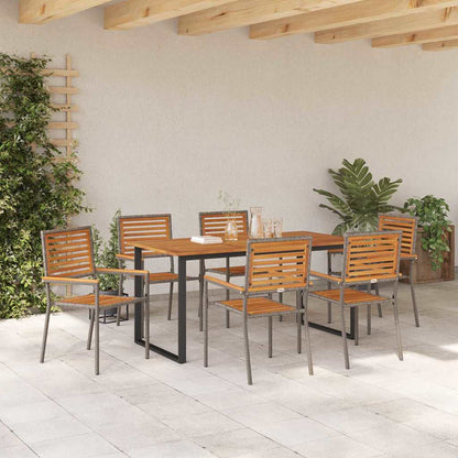 Garden Dining Set 7 pcs Grey Solid Acacia Wood