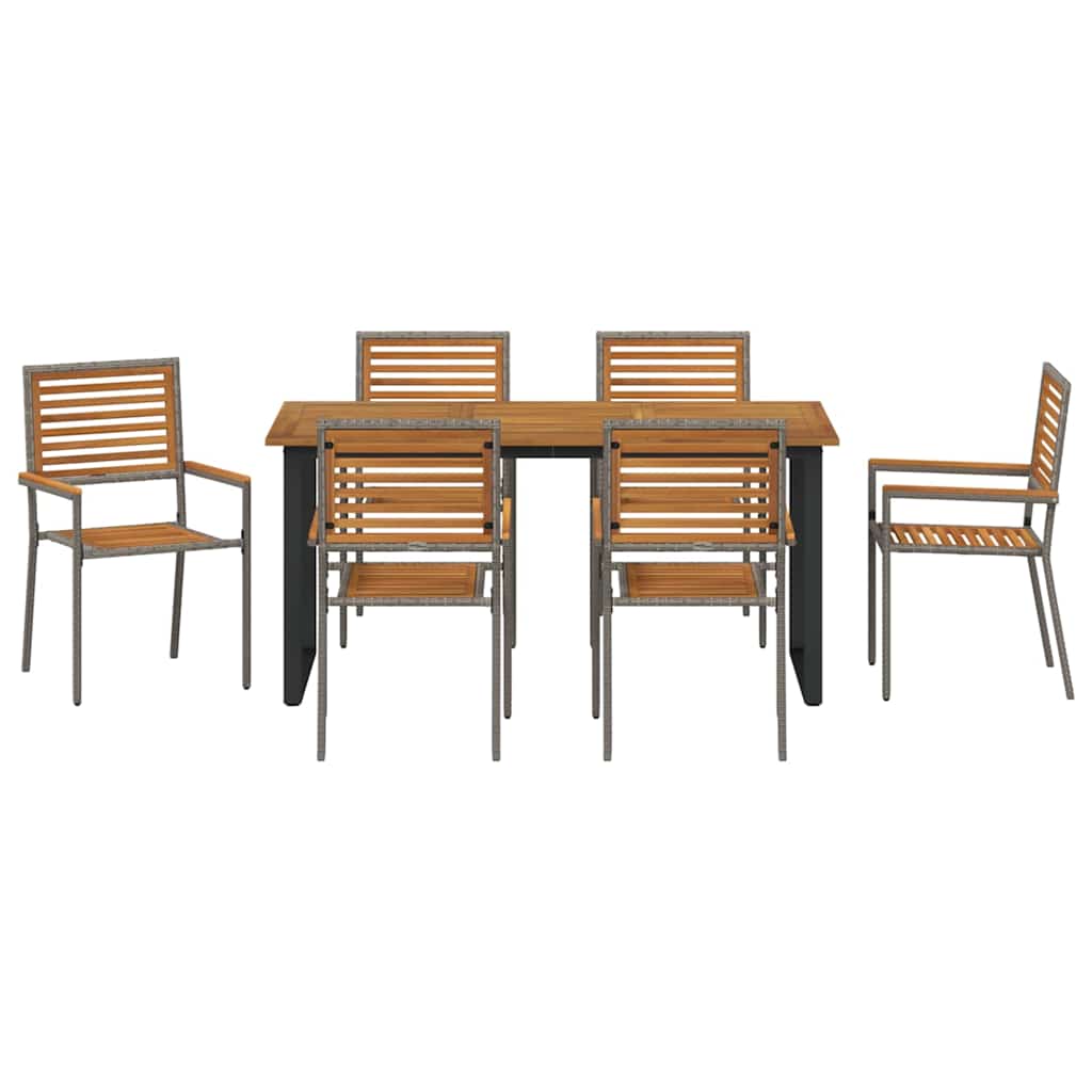 Garden Dining Set 7 pcs Grey Solid Acacia Wood