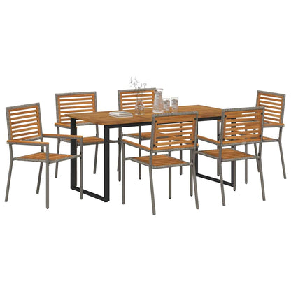 Garden Dining Set 7 pcs Grey Solid Acacia Wood