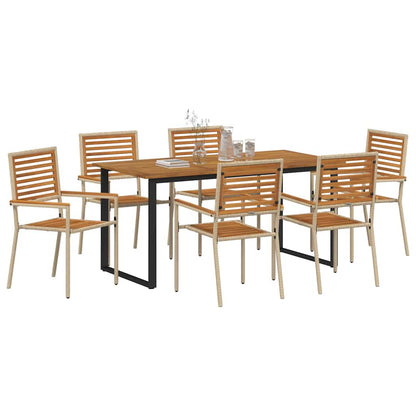 Garden Dining Set 7 pcs Beige Solid Acacia Wood