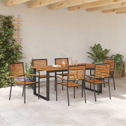 Garden Dining Set 7 pcs Black Solid Acacia Wood