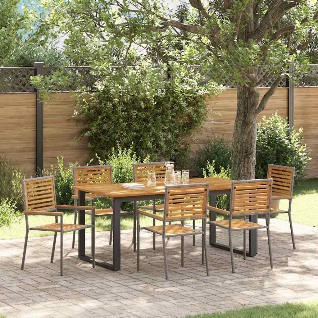 Garden Dining Set 7 pcs Grey Solid Acacia Wood