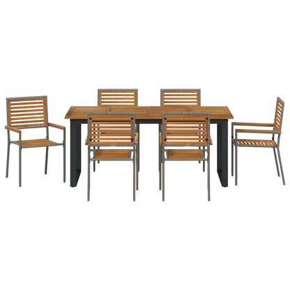 Garden Dining Set 7 pcs Grey Solid Acacia Wood