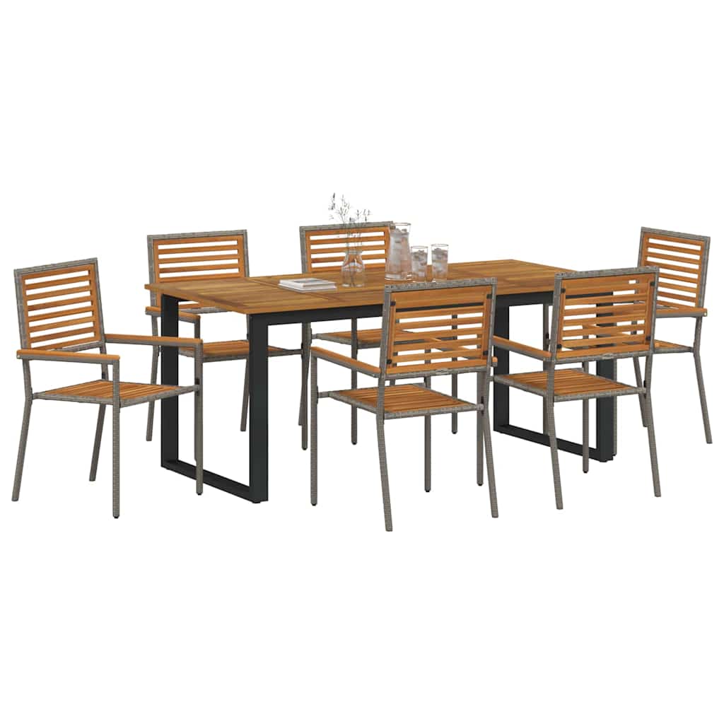 Garden Dining Set 7 pcs Grey Solid Acacia Wood