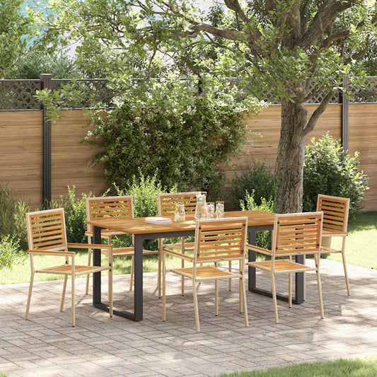 Garden Dining Set 7 pcs Beige Solid Acacia Wood