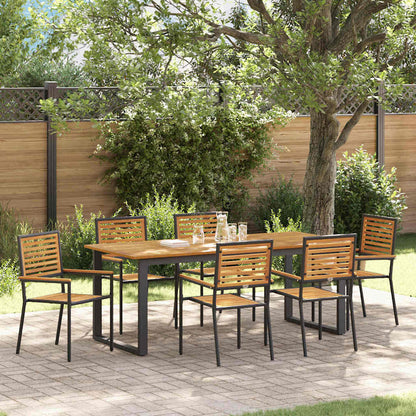 Garden Dining Set 7 pcs Black Solid Acacia Wood