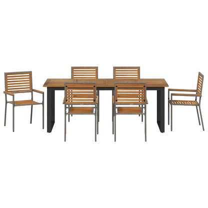 Garden Dining Set 7 pcs Grey Solid Acacia Wood