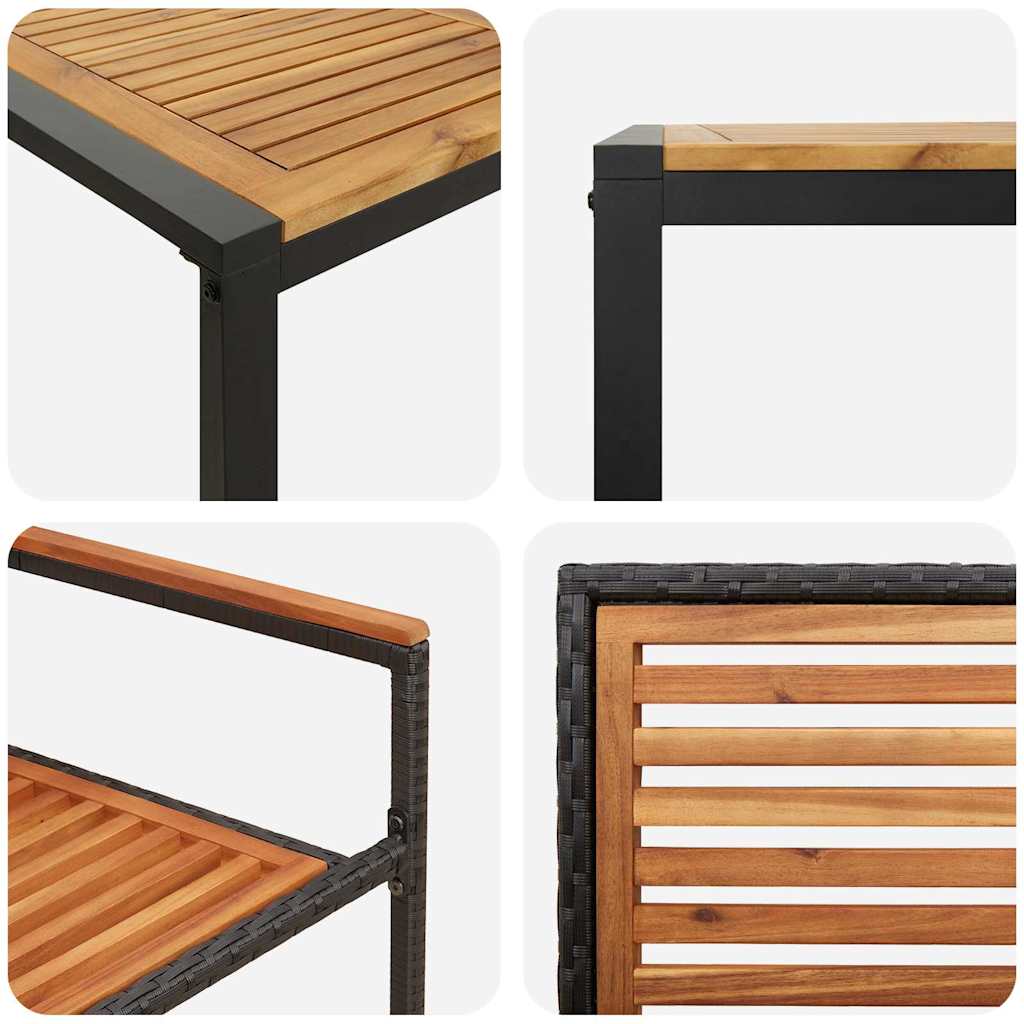 Garden Dining Set 5 pcs Black and Brown Poly Rattan