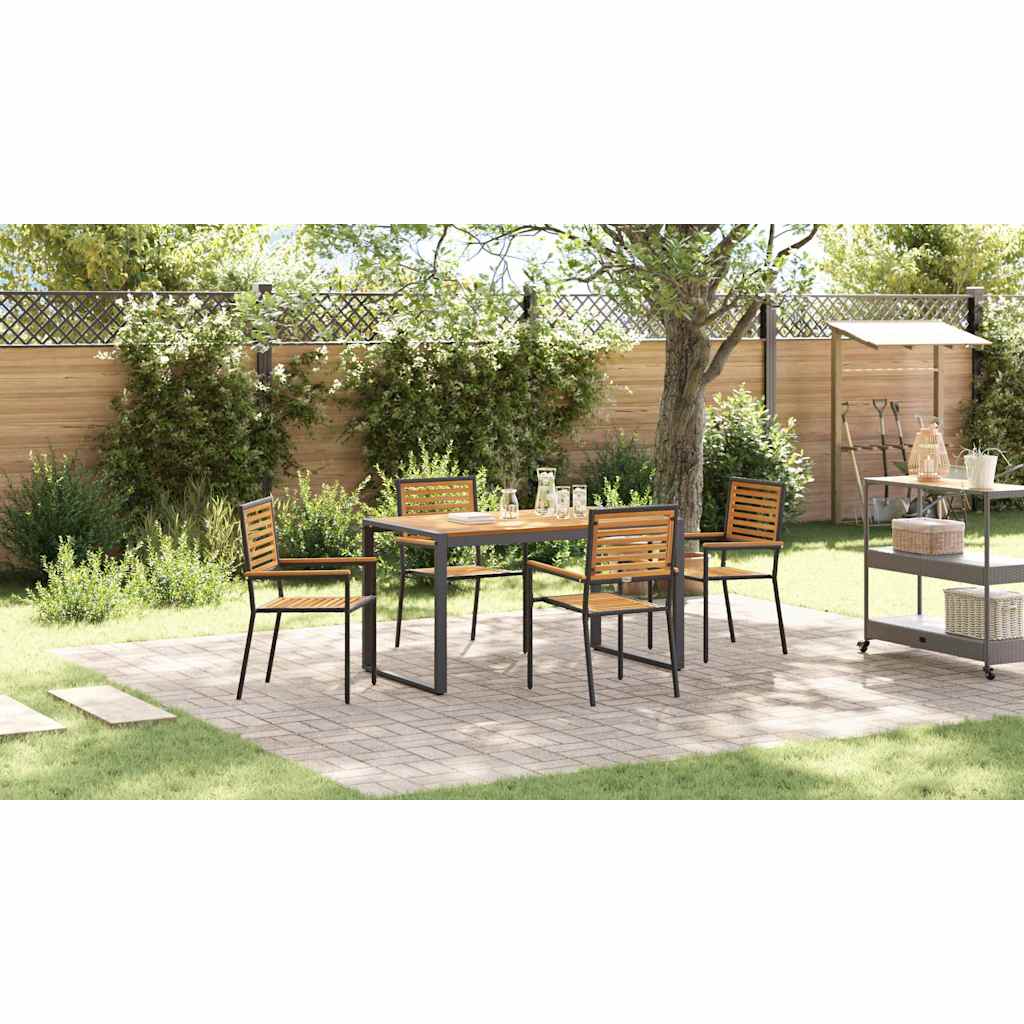 Garden Dining Set 5 pcs Black and Brown Poly Rattan