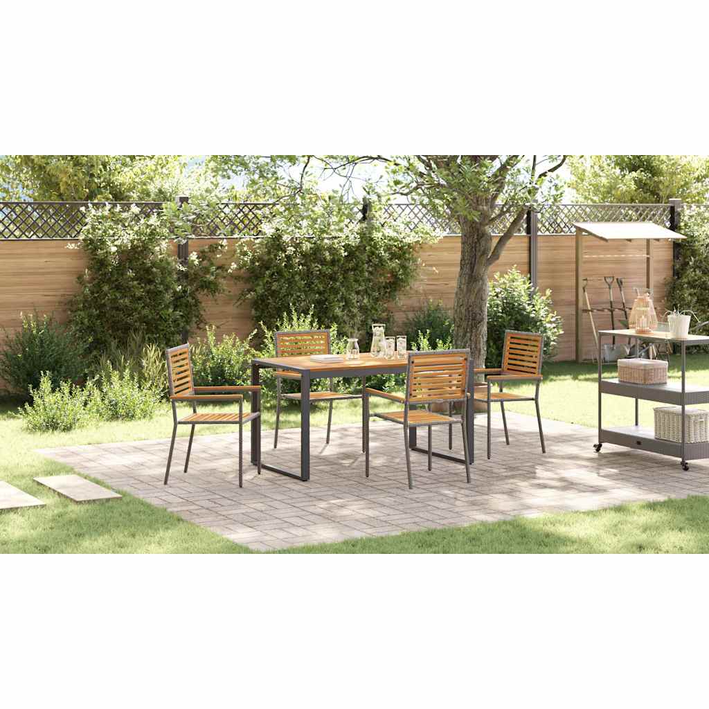 Garden Dining Set 5 pcs Grey and Brown Poly Rattan