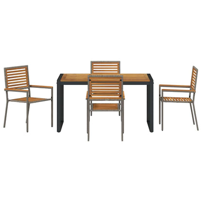 Garden Dining Set 5 pcs Grey and Brown Poly Rattan