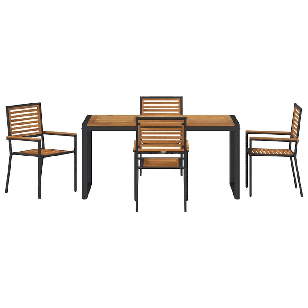 Garden Dining Set 5 pcs Black and Brown Poly Rattan