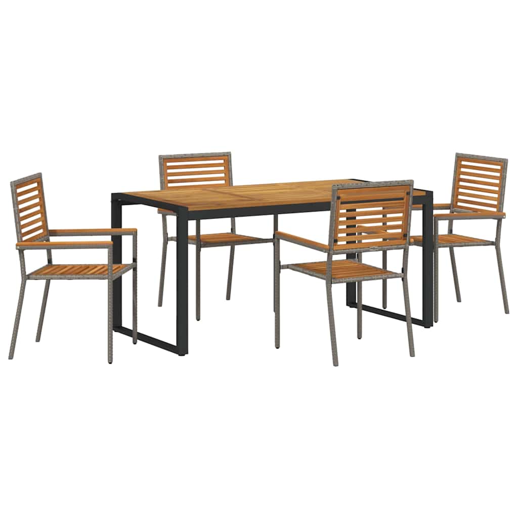 Garden Dining Set 5 pcs Grey and Brown Poly Rattan