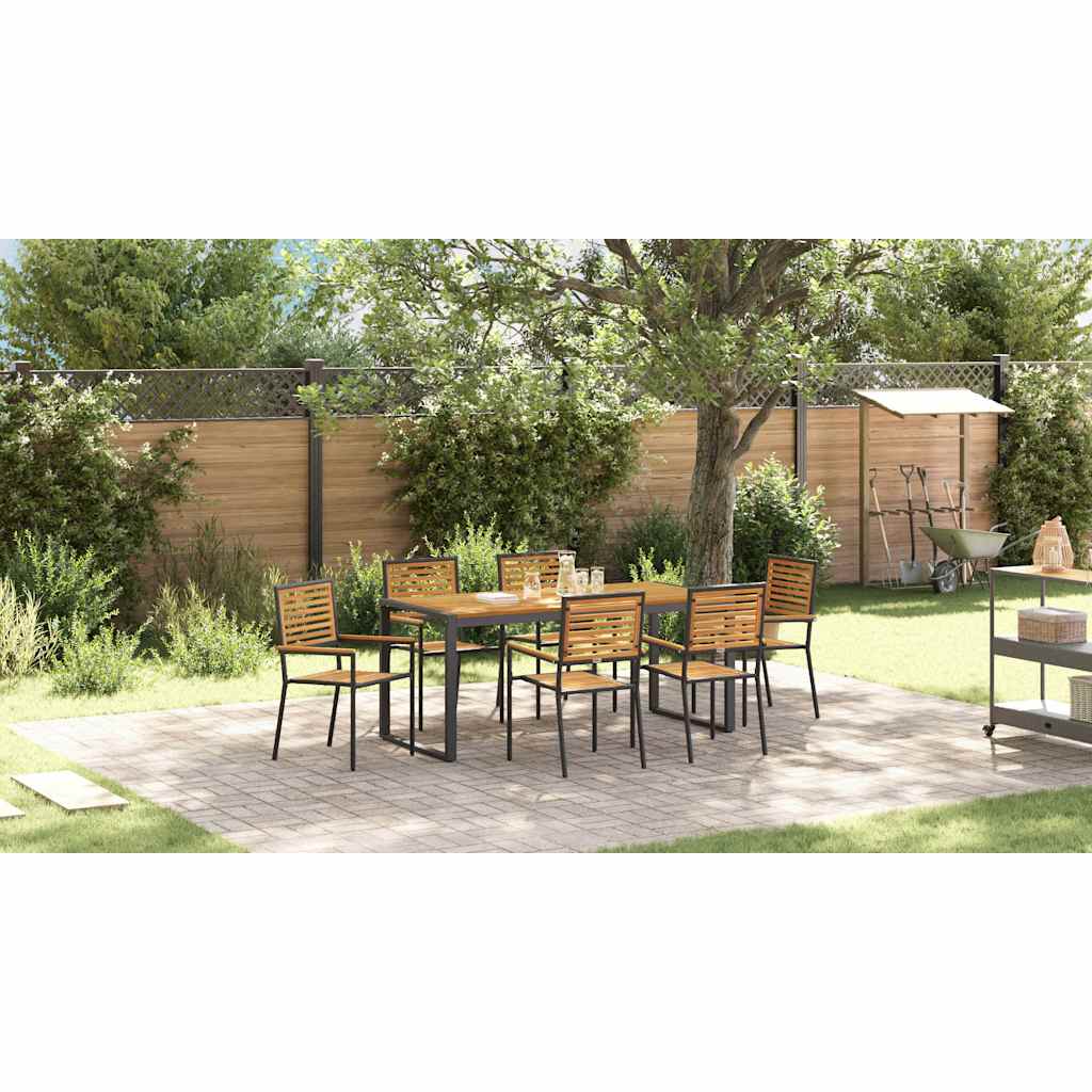 Garden Dining Set 7 pcs Black and Brown Poly Rattan