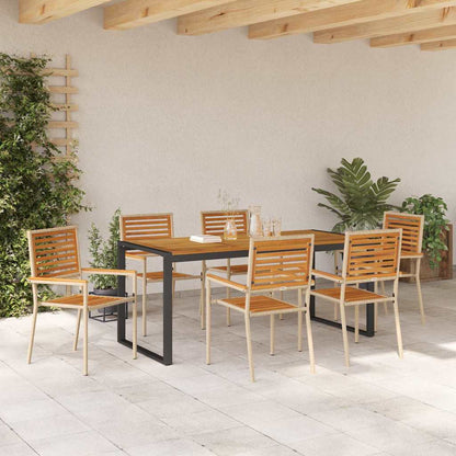 Garden Dining Set 7 pcs Beige and Brown Poly Rattan