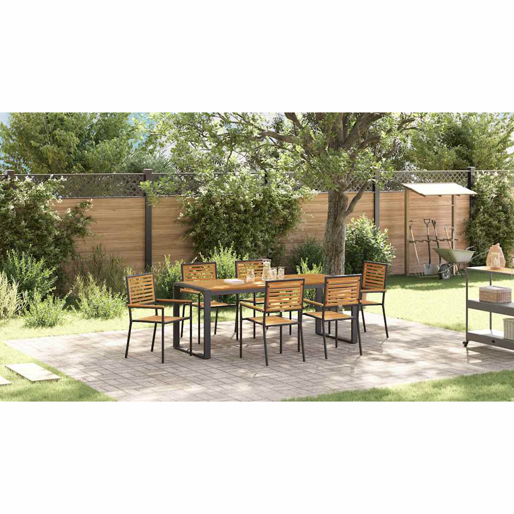 Garden Dining Set 7 pcs Black and Brown Poly Rattan