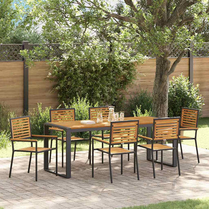 Garden Dining Set 7 pcs Black and Brown Poly Rattan