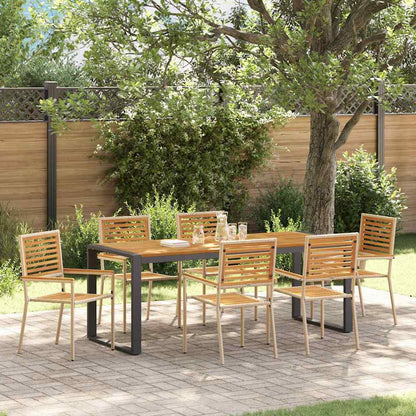 Garden Dining Set 7 pcs Beige and Brown Poly Rattan