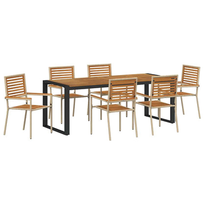 Garden Dining Set 7 pcs Beige and Brown Poly Rattan