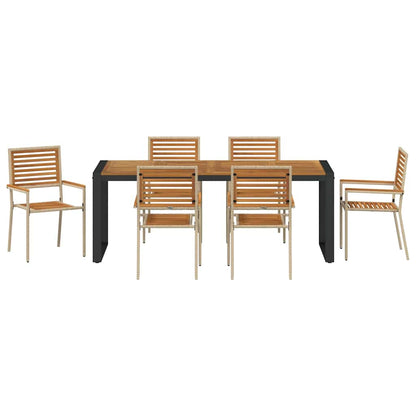 Garden Dining Set 7 pcs Beige and Brown Poly Rattan