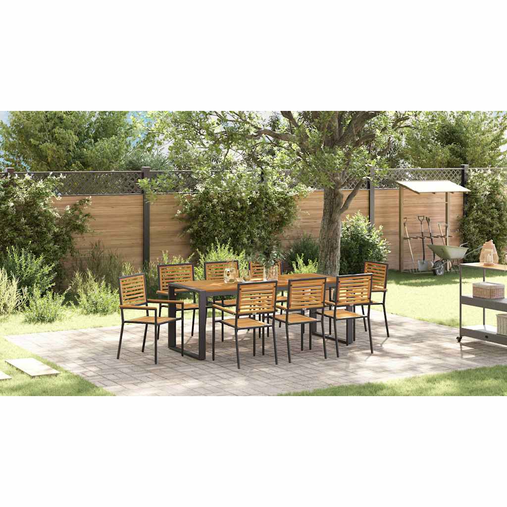 Garden Dining Set 9 pcs Black and Brown Poly Rattan