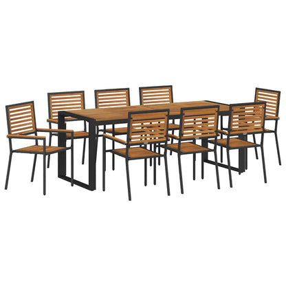 Garden Dining Set 9 pcs Black and Brown Poly Rattan