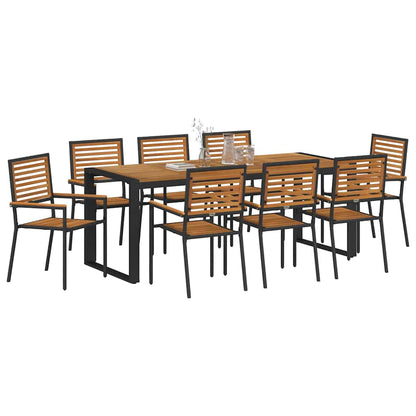Garden Dining Set 9 pcs Black and Brown Poly Rattan