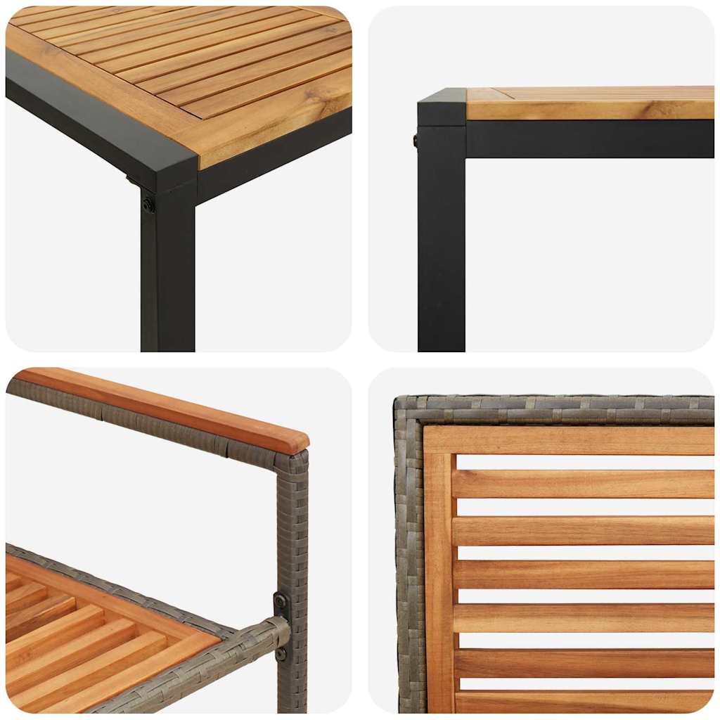 Garden Dining Set 9 pcs Grey and Brown Poly Rattan