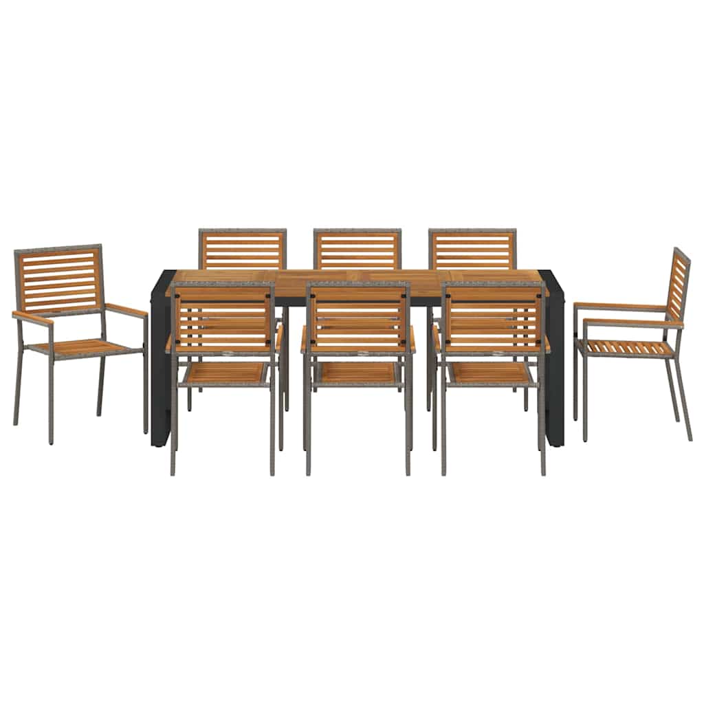 Garden Dining Set 9 pcs Grey and Brown Poly Rattan