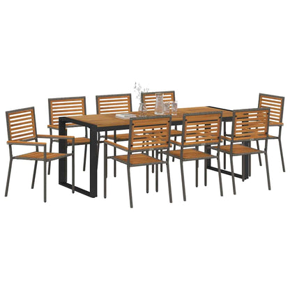 Garden Dining Set 9 pcs Grey and Brown Poly Rattan
