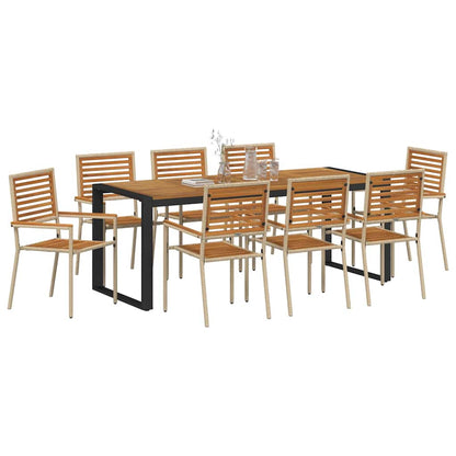 Garden Dining Set 9 pcs Beige and Brown Poly Rattan