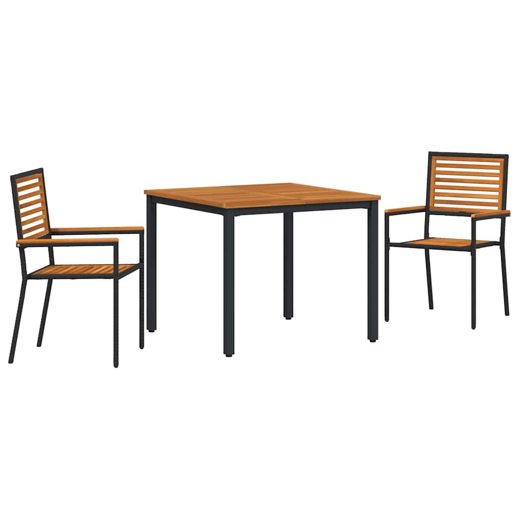 Garden Dining Set 3 pcs Black and Brown Poly Rattan