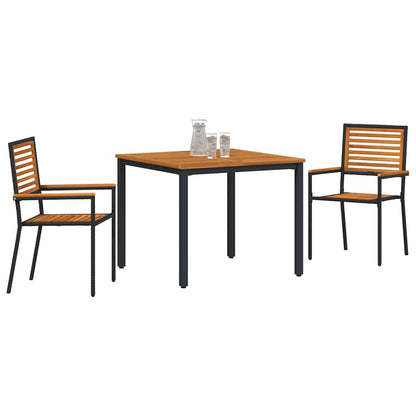 Garden Dining Set 3 pcs Black and Brown Poly Rattan
