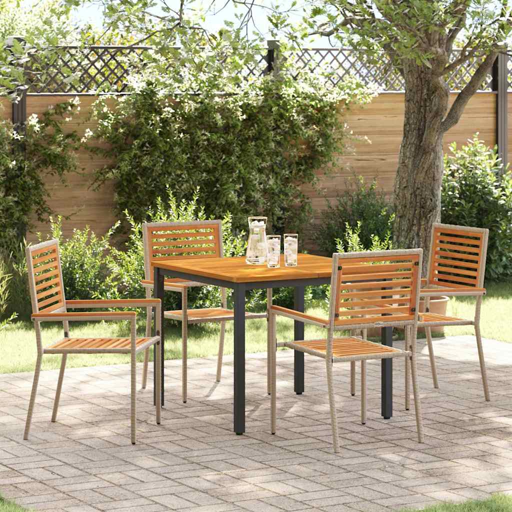 Garden Dining Set 5 pcs Beige and Brown Poly Rattan