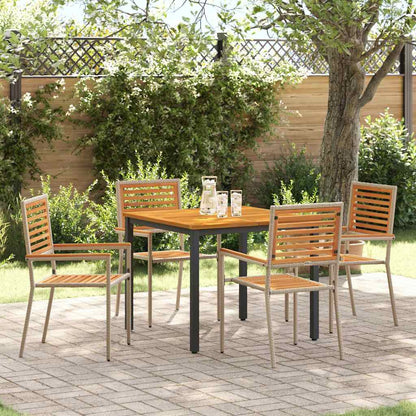 Garden Dining Set 5 pcs Beige and Brown Poly Rattan