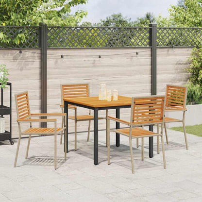 Garden Dining Set 5 pcs Beige and Brown Poly Rattan