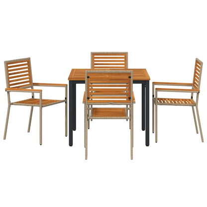 Garden Dining Set 5 pcs Beige and Brown Poly Rattan