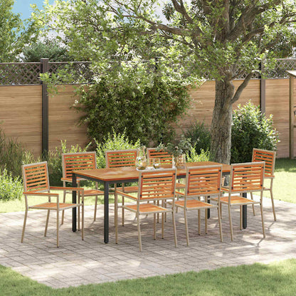 Garden Dining Set 9 pcs Beige and Brown Poly Rattan