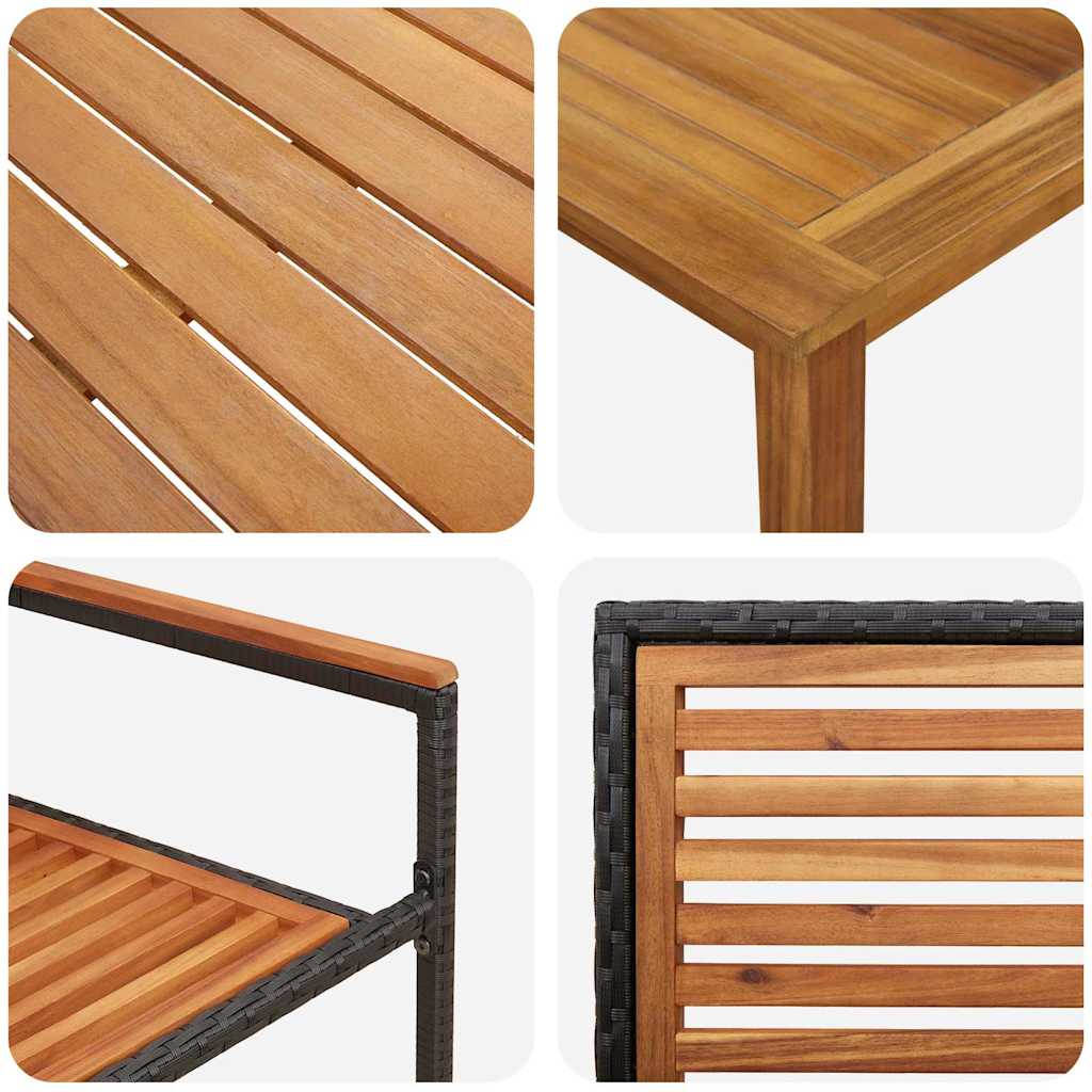 Garden Dining Set 3 pcs Black Solid Acacia Wood