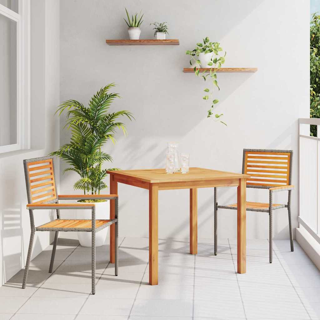 Garden Dining Set 3 pcs Grey Solid Acacia Wood