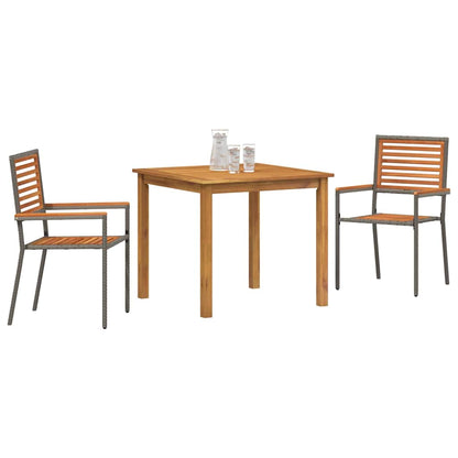 Garden Dining Set 3 pcs Grey Solid Acacia Wood